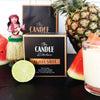 A retro dancing Hawaiian girl, a sweet watermelon, papaya and lime, An irresistible classic. Aloha Shot Candle from the Candle Kitchen.