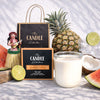 Aloha Shot soy candle The Candle Kitchen Candle with 'The Candle Kitchen' branding, pineapple, watermelon, and limes on a white background
