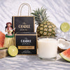 Aloha Shot Soy Candle The Candle kitchen, Candle with 'The Candle Kitchen' packaging, pineapple, lime, and watermelon on a white background