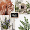 Sage and Wood handmade soap, the candle kitchen, rosemary and sage leaves as a story collage